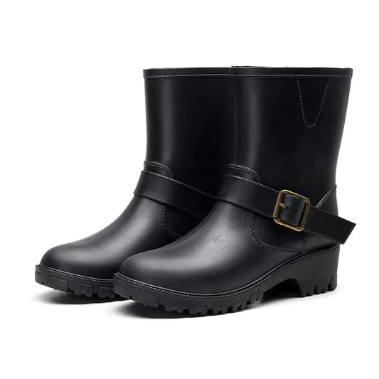 Ladies' Rubber Mid-Tube Rain Boots for Motorcycling