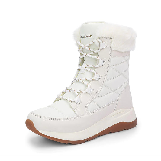 DREAM PAIRS Womens Winter Snow Boots Waterproof Lightweight Warm Faux Fur Lined Insulated Outdoor Ladies Mid-Calf BootiesSize 7BeigeSDSB2423W