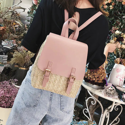 Korean Style Fashion Backpack - Summer Color Block Design