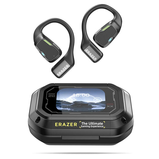 ERAZER XP6 AI Translator Earbuds Translation Earbuds Real Time Support 150 Languages Bluetooth Translation & Meeting Summary Open-Ear Design Language Translator Earbuds with Digital Display