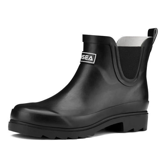 HISEA Womens Short Rubber Rain Boots Waterproof Chelsea Garden Boots for Ladies with Comfort Insole Stylish Ankle Rain Shoes Outdoor Work Booties CHOOSE ONE SIZE UP