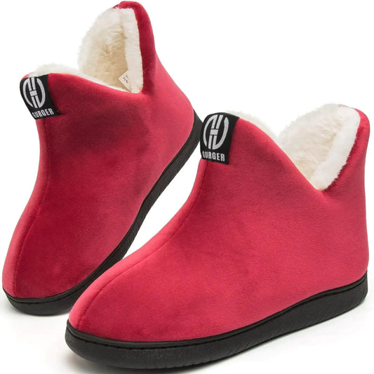 JEBUKTXE Slipper Boots Women House Booties Slipper Ladies Men Fur Lined Winter Red 40 41