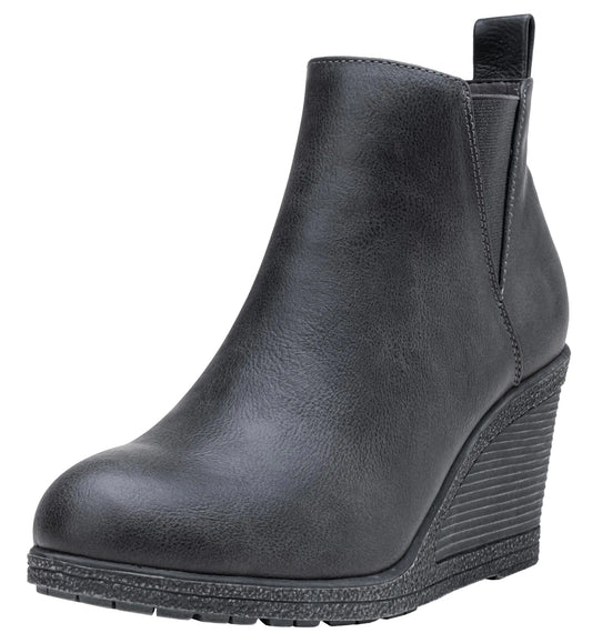 Vepose Womens 9678 Wedge Ankle Boots Chelsea Booties with Side Zipper for Ladies Grey Size 9 US(CJY9678 Grey 09)